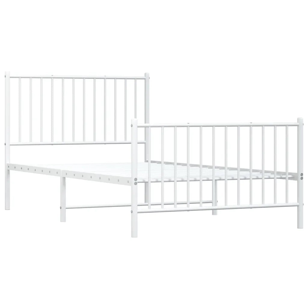 Giroletto con Testiera e Pediera Metallo Bianco 100x190 cm 350943