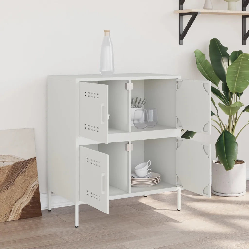 vidaXL Credenza Bianca 68x39x79 cm in Acciaio