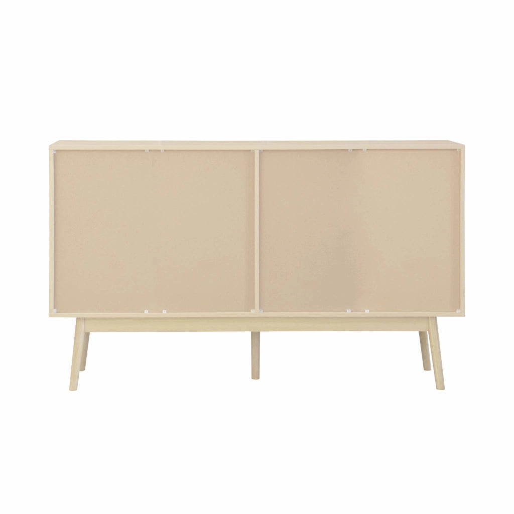 Credenza scandinava a 2 ante effetto legno, 150cm, marrone naturale