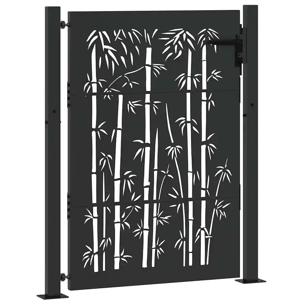 vidaXL Cancello da giardino, Cancello da Giardino 105x75 cm Design in Acciaio Corten e Bambù