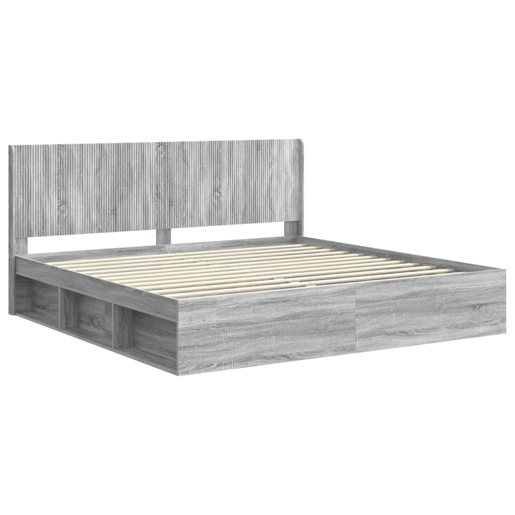 Struttura del letto con stoccaggio e testata Sonoma grigio 3413826