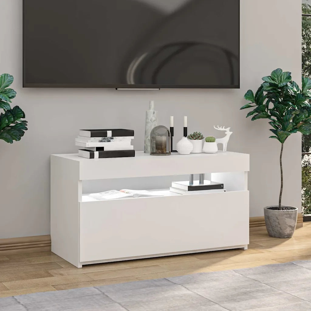 Mobile TV | Armadietto TV | Mobile Porta TV con Luci LED Bianco 75x35x40 cm