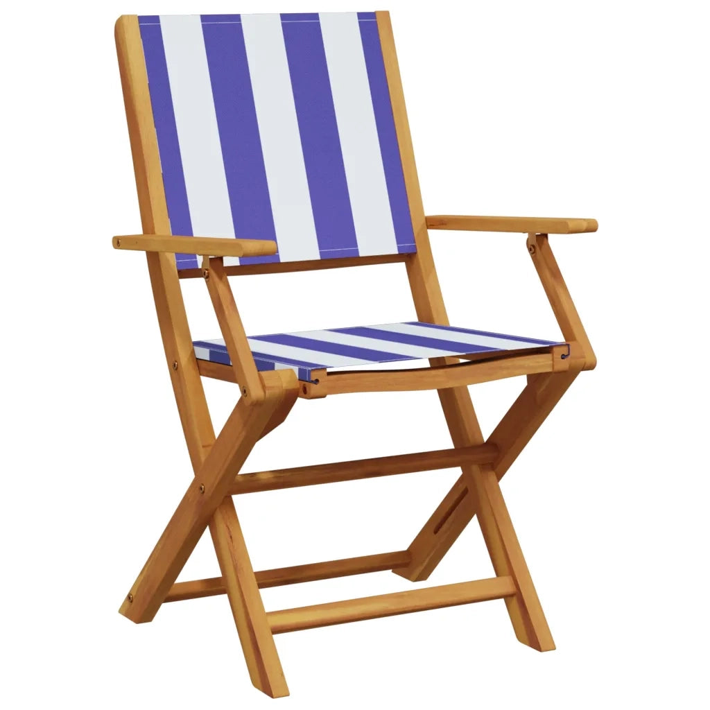 Sedie Giardino 2pz Blu e Bianco Legno Massello Acacia e Tessuto 367674