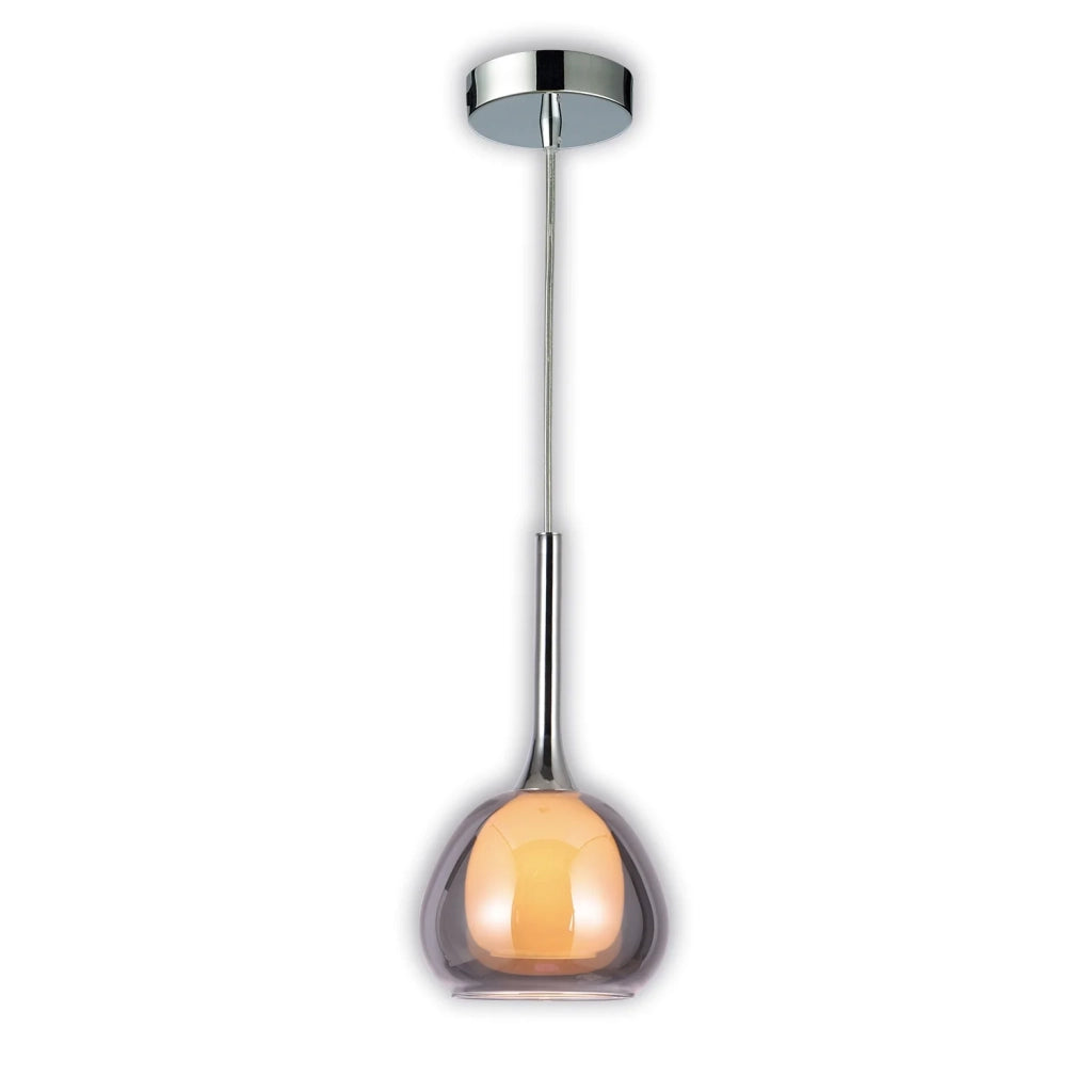 LÚZETE - LAMPADARIO A SOSPENSIONE 1 LUCE VETRO FUMÉ ESTERNO INTERNO BIANCO Ø16,5 NOLINA