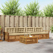 Set di divani da esterno con cuscino 5 pcs Naturale e Beige