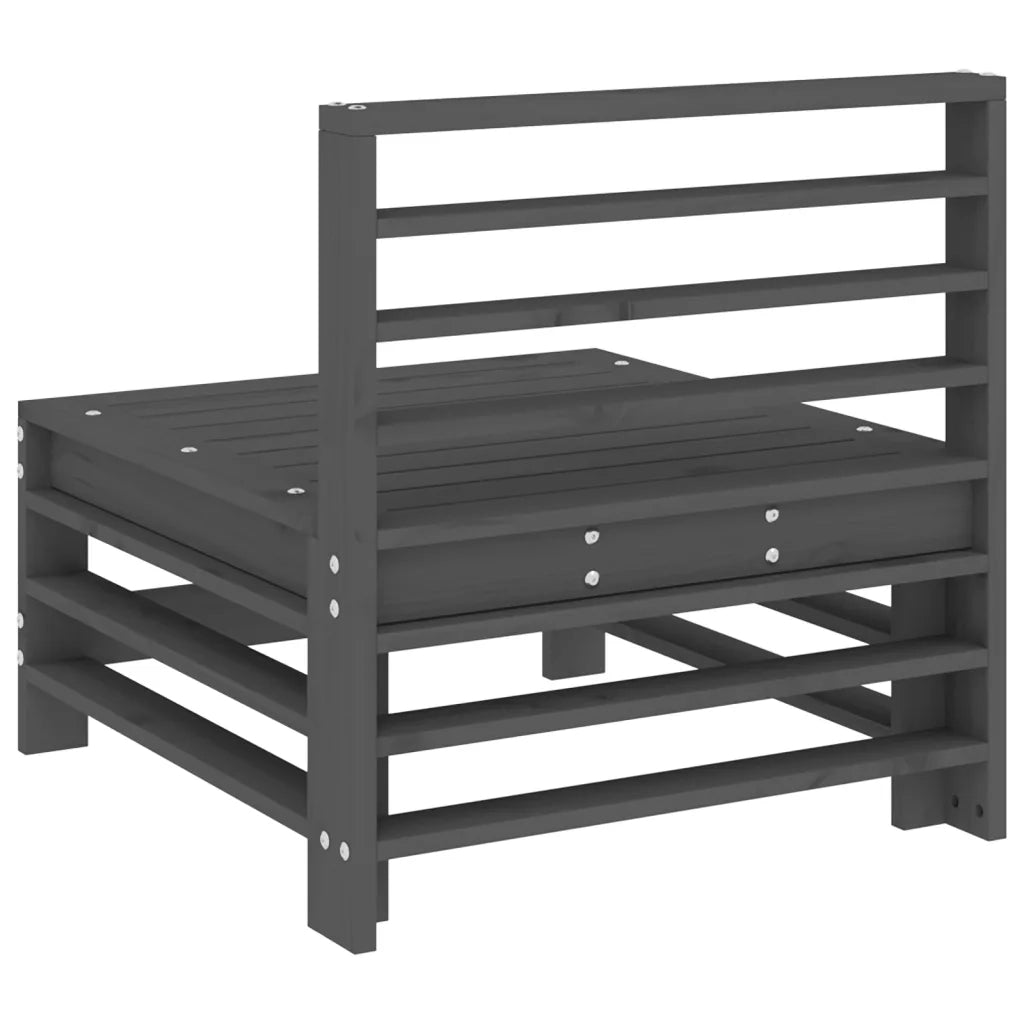 Divani Centrali da Giardino 2 pz Grigi Legno Massello di Pino 825641