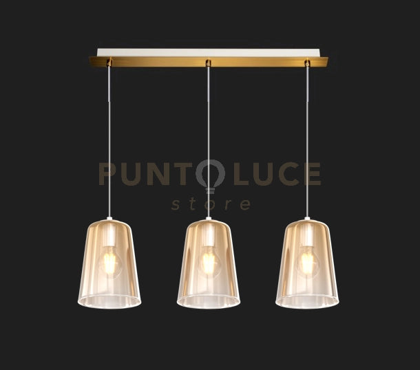 SOSPENSIONE OTTONE SAT. RETTANGOLARE 3 LUCI AMBRA 1164OS-S3 R-AM