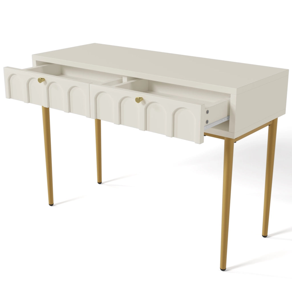 TOELETTA 2 cassetti H76,5x100x45 cm crema-bianco legno e metallo