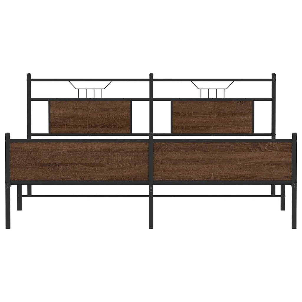 Giroletto senza Materasso in Metallo-Struttura Letto Rovere Marrone 160x200 cm 857037