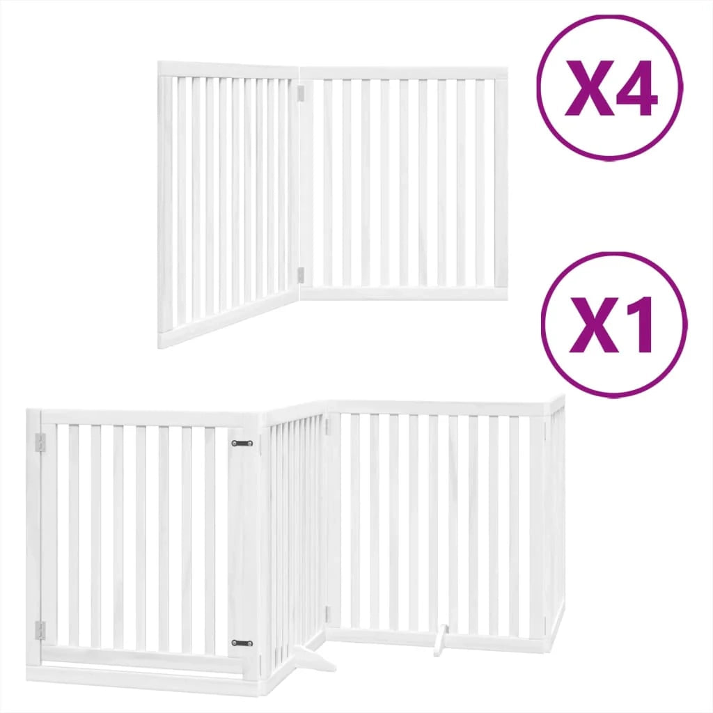 Cancelletto di sicurezza per animali domestici porta pieghevole 12 pannelli legno di pioppo bianco 02_0023128