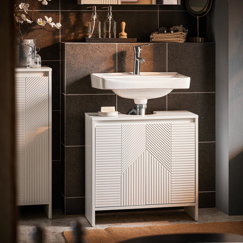 Mobile sottolavabo Mobile bagno con 2 ante e 2 ripiani Armadietto bagno L60 x P30 x A61 cm Bianco BZR157-W