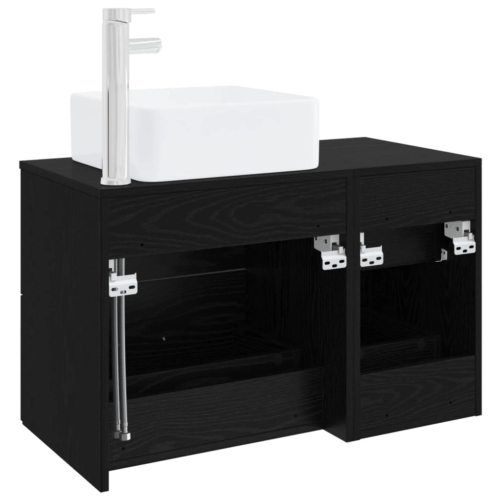 Set di mobili per il bagno 2 pz Rovere Nero 3403977