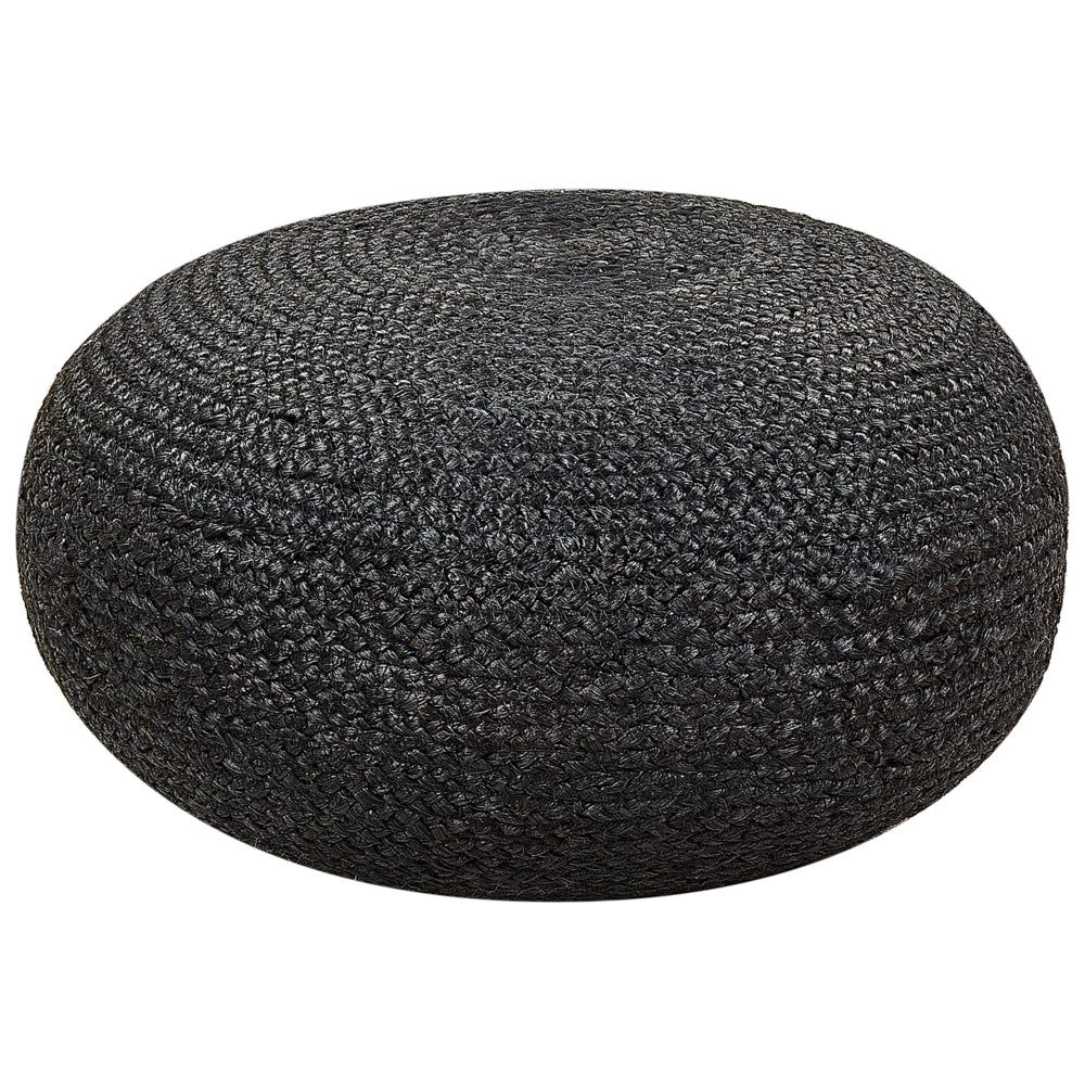 Pouf colore beige naturale intreccio in juta ⌀ 50 cm dalla forma rotonda stile boho cuscino da pavimento