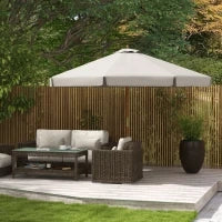 Ombrellone da Giardino con Doppio Tettuccio, in Bambù e Poliestere, Ø325x250 cm, Grigio