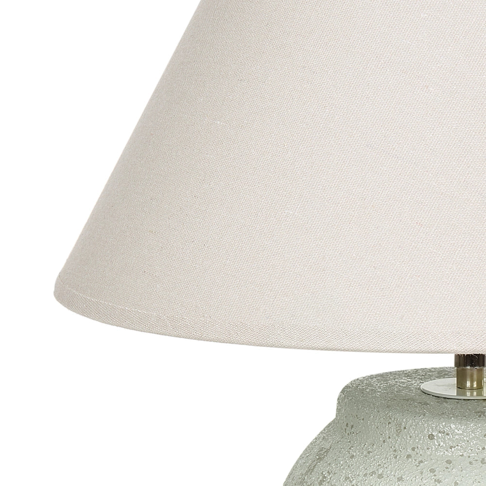 Lampada da tavolo Base in ceramica bianca Paralume a cono regolabile in lino Effetto invecchiato Design moderno e minimalista Soggiorno Camera da letto