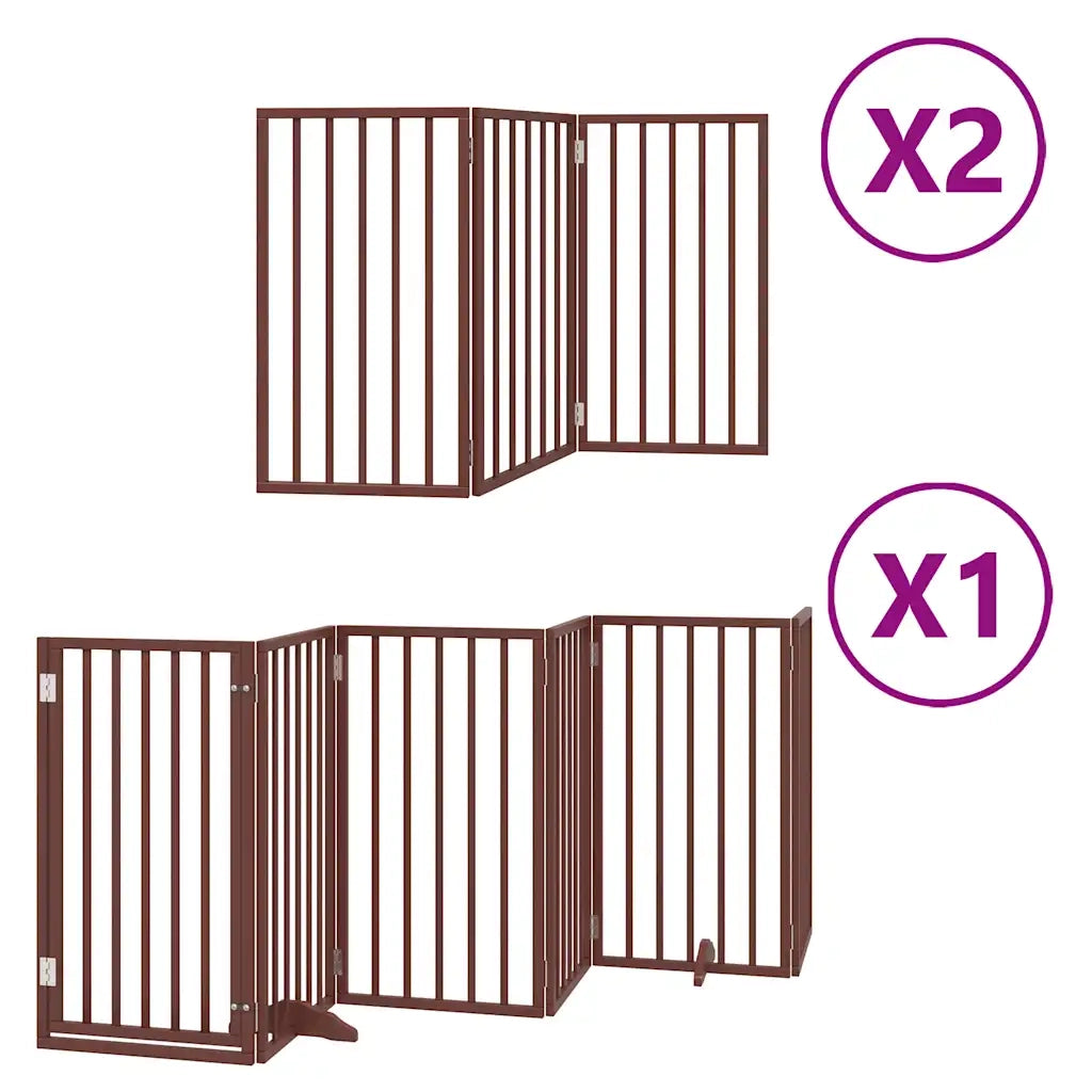 vidaXL Cancello Cani Porta Pieghevole Marrone 12 Pannelli 600cm Pioppo