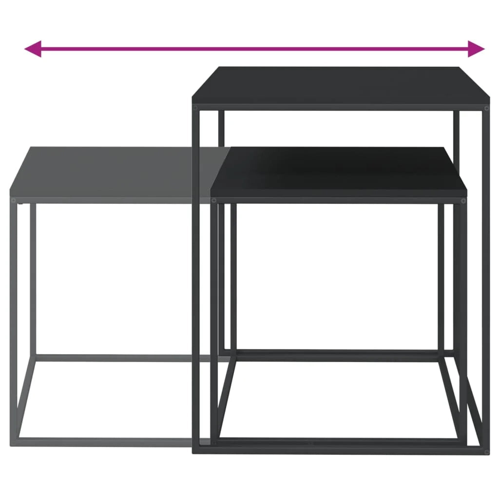 Set di 2 tavolini da caffè legno ingegnerizzato e metallo nero 02_0042117