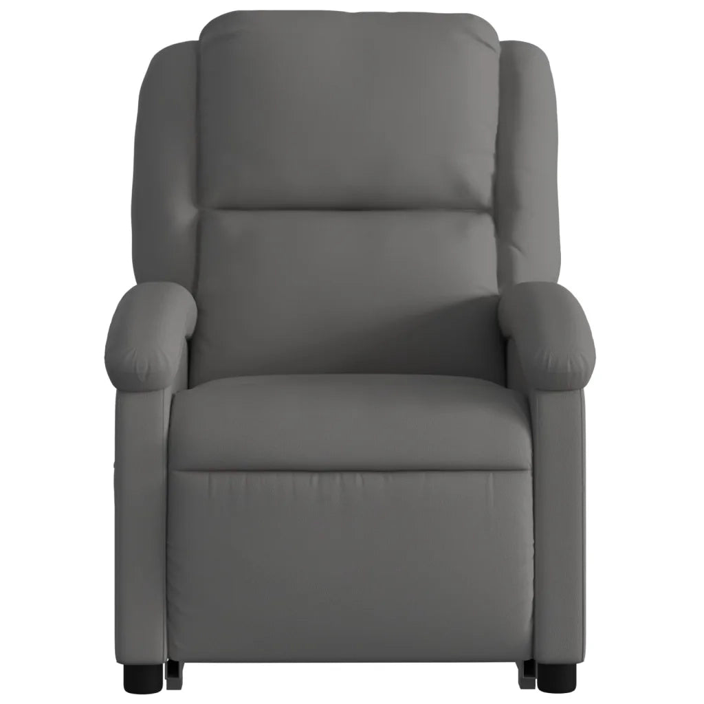 Poltrona Alzapersona Reclinabile Elettrica Grigia in Vera Pelle 3204273