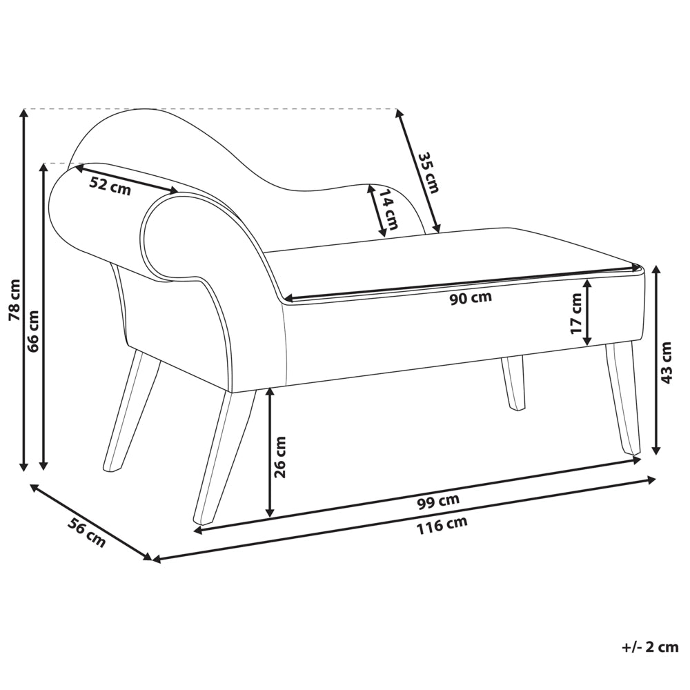 Chaise longue Verde Rivestimento in Velluto Gambe in Legno Scuro versione sinistra Retro