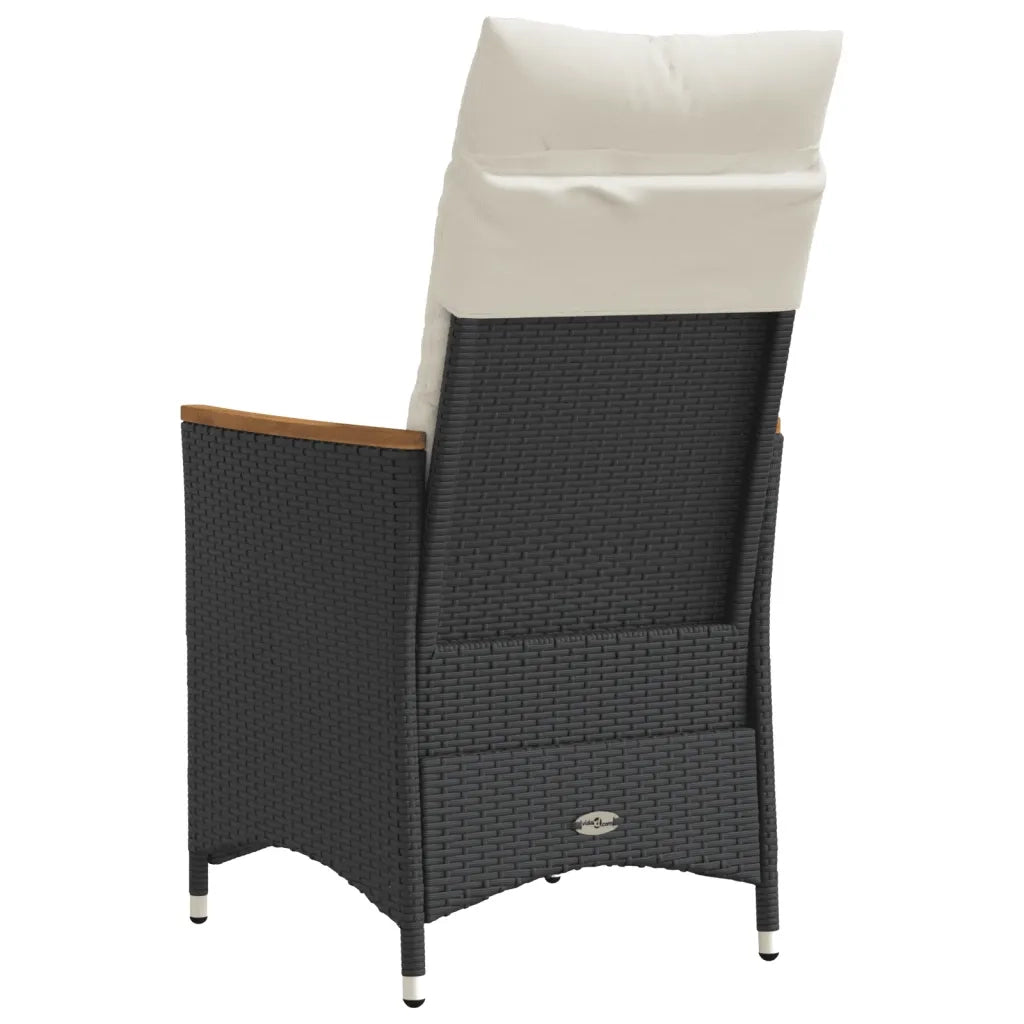 Sedia Reclinabile da Giardino con Cuscini Nera in Polyrattan 365643