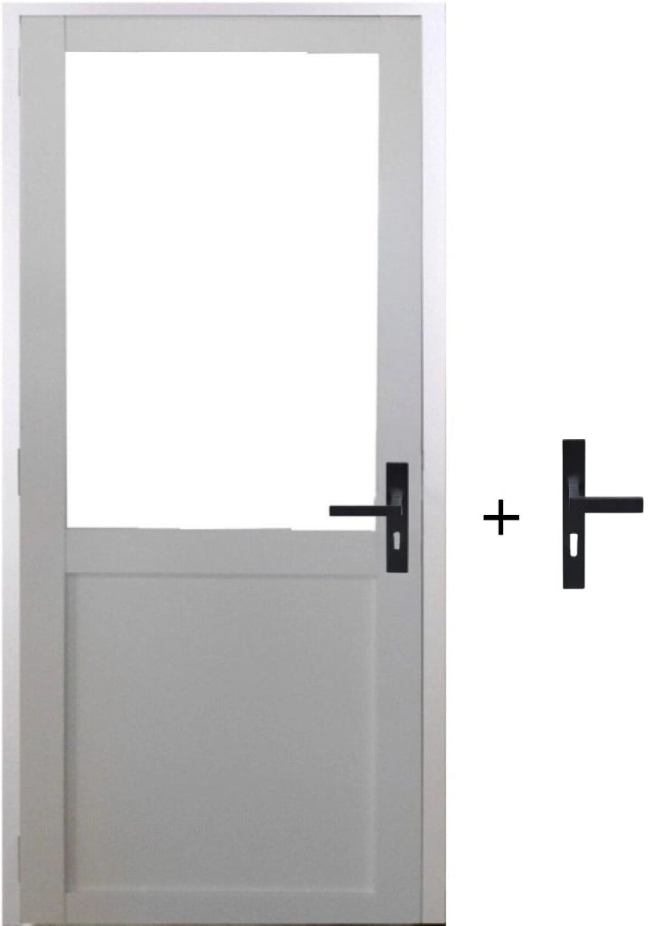 Blocco porta officina BIANCO senza montante H204 x L83 Dimensioni tavolo a spinta sinistra + maniglia