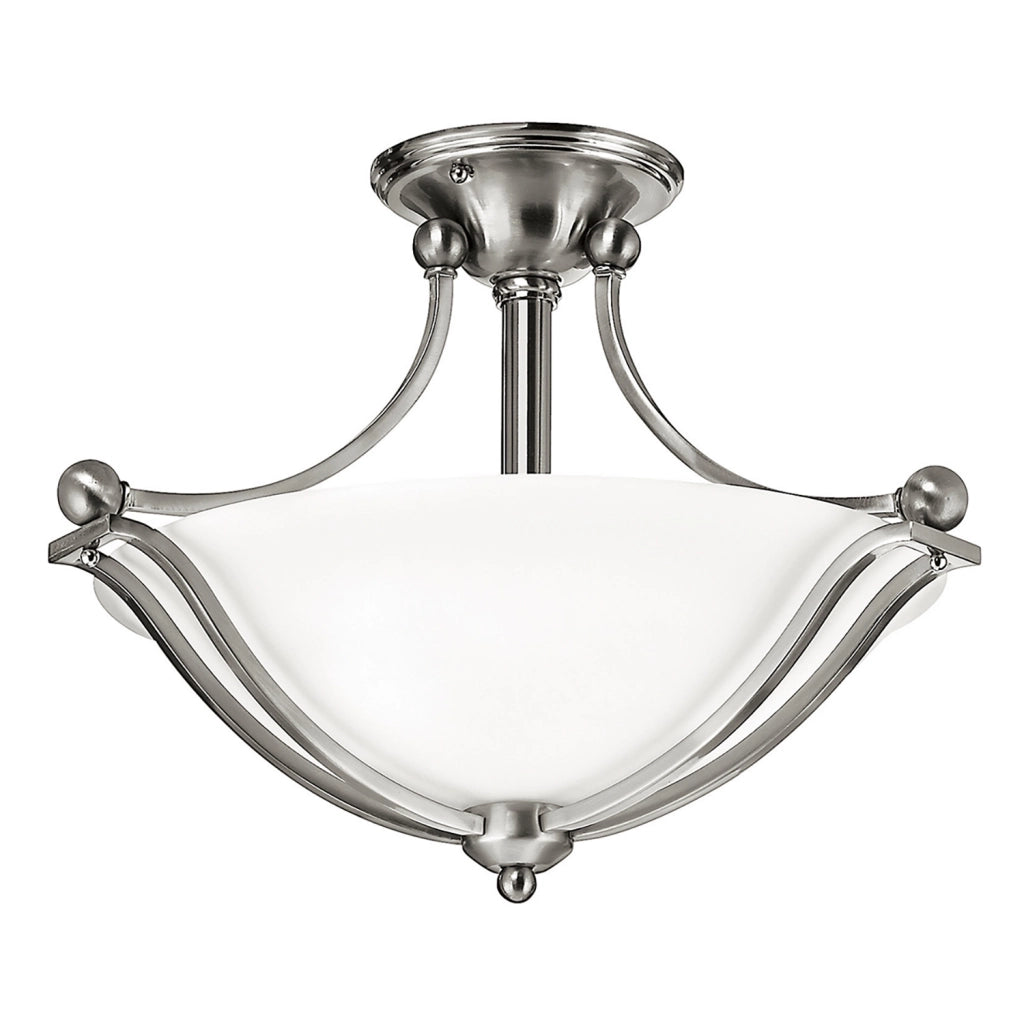 Lampada a Soffitto 2 Luci Kalf In Acciaio Bianco A Bracci E Sfere In Vetro Opalino E Oro