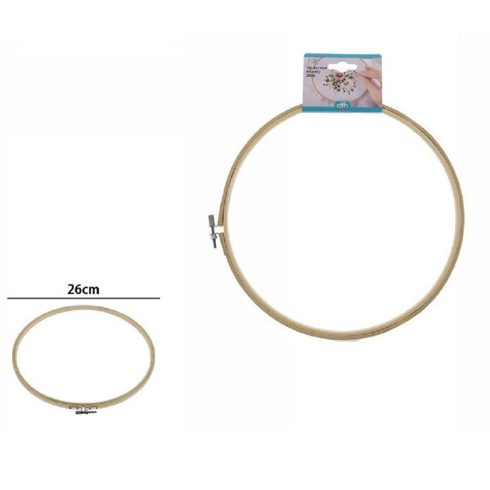 Trade Shop - Telaio Per Ricamo In Legno Tondo Con Fibbia Metallo Accessori Cucito 26cm 53550a -