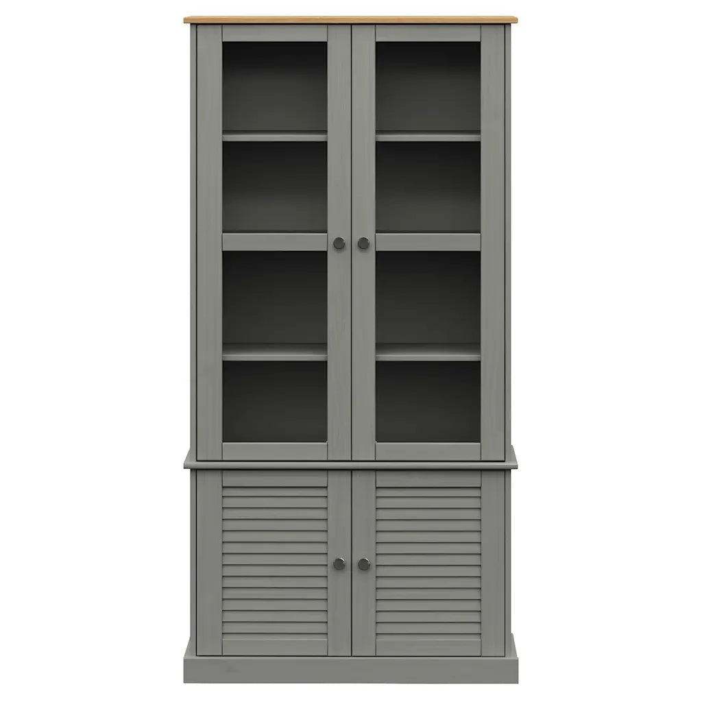 Vetrina VIGO 85x35x170 cm in Legno Massello di Pino Grigio