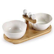 ANTIPASTIERA A 2 CIOTOLE CON PRENDI OLIVE BIANCO 25 X 11 X 12 CM