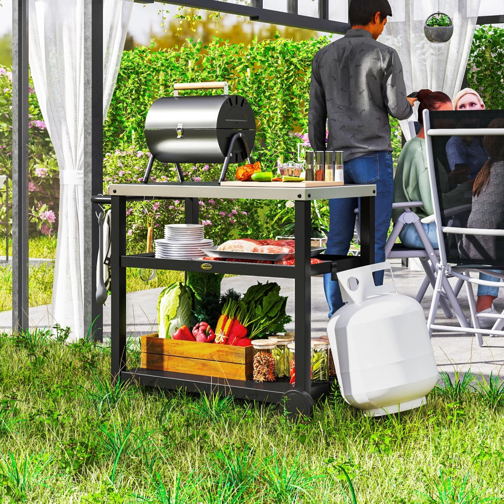 Carrello Servizio BBQ ¨C Zephmum ¨C Grigio 102x50x81 cm