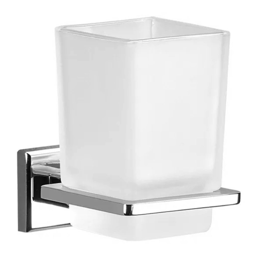 PORTABICCHIERE IN ACCIAIO INOX E VETRO MODELLO COLORADO DIM. CM (LXPXH): 7X10,5X10,5 CROMO   GEDY S.P.A.