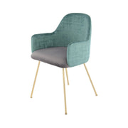 Sedia di design Richard in velluto verde e grigio