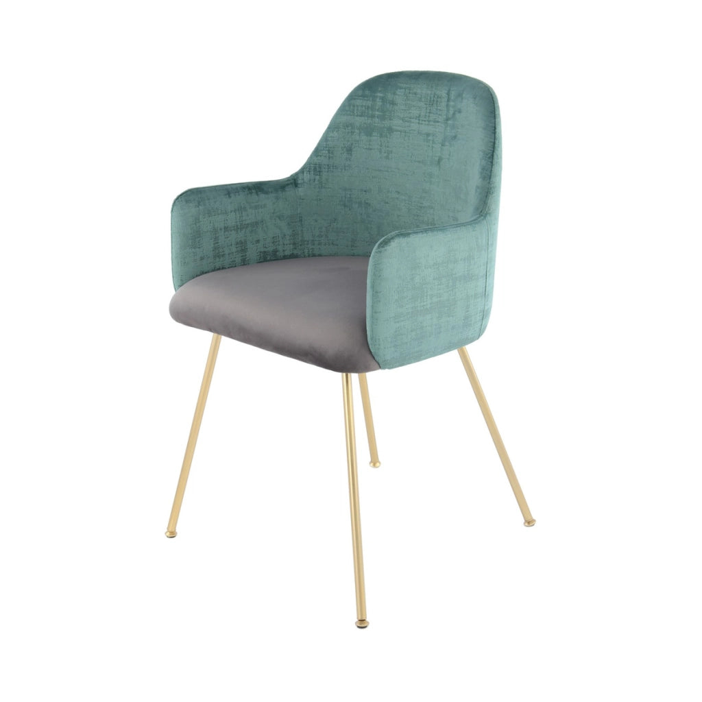 Sedia di design Richard in velluto verde e grigio