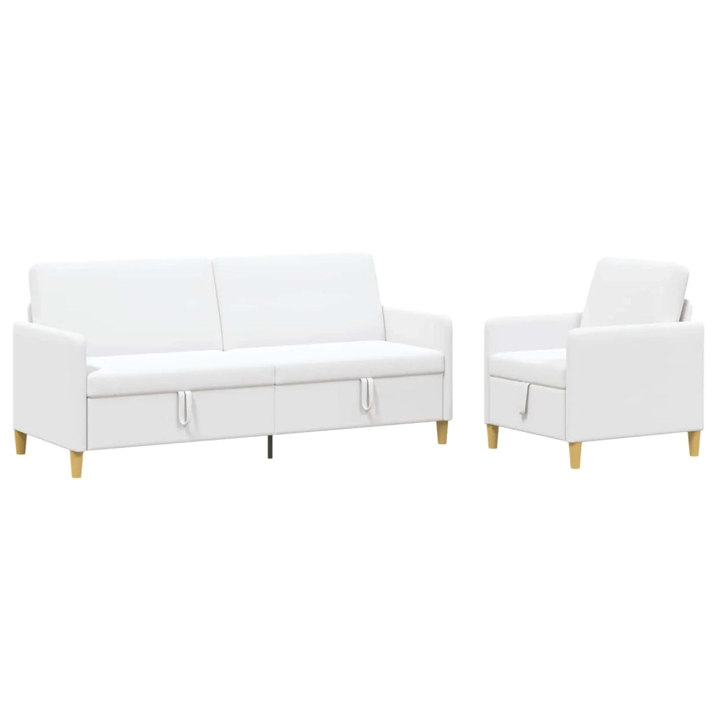 Set di Divani con Storage 2 pcs Bianco Poliestere 3429243