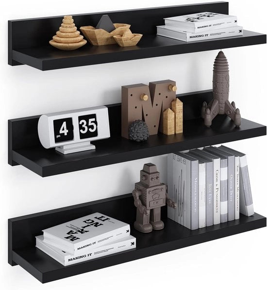 Set di Parete Sospeso da 3 pezzi - Nero - 39cm - Adatto per Diverse Stanze