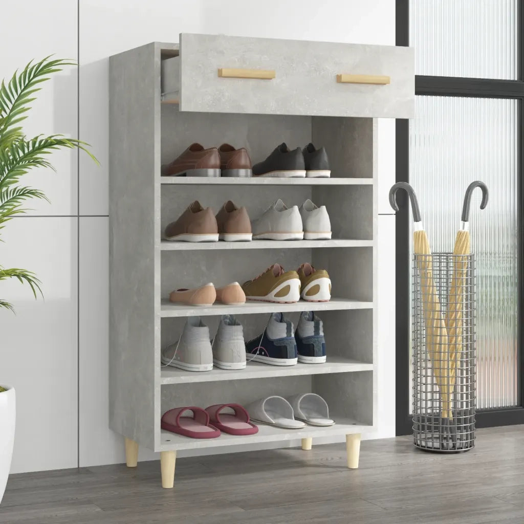 Scarpiera | Mobile per scarpe Grigio Cemento 60x35x105 cm in Legno Multistrato