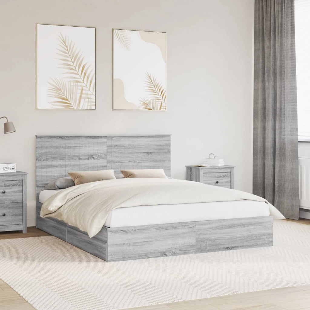 Letto con Contenitore con testiera Grigio Sonoma 160 x 200 cm 3411192