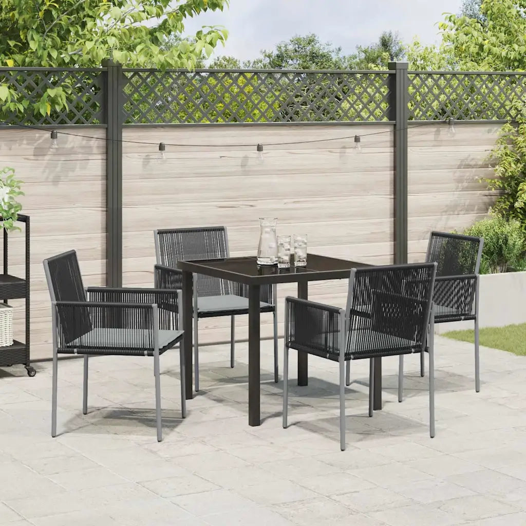 Set da Pranzo per Giardino 5 pcs Nero Rattan in PE 3379108