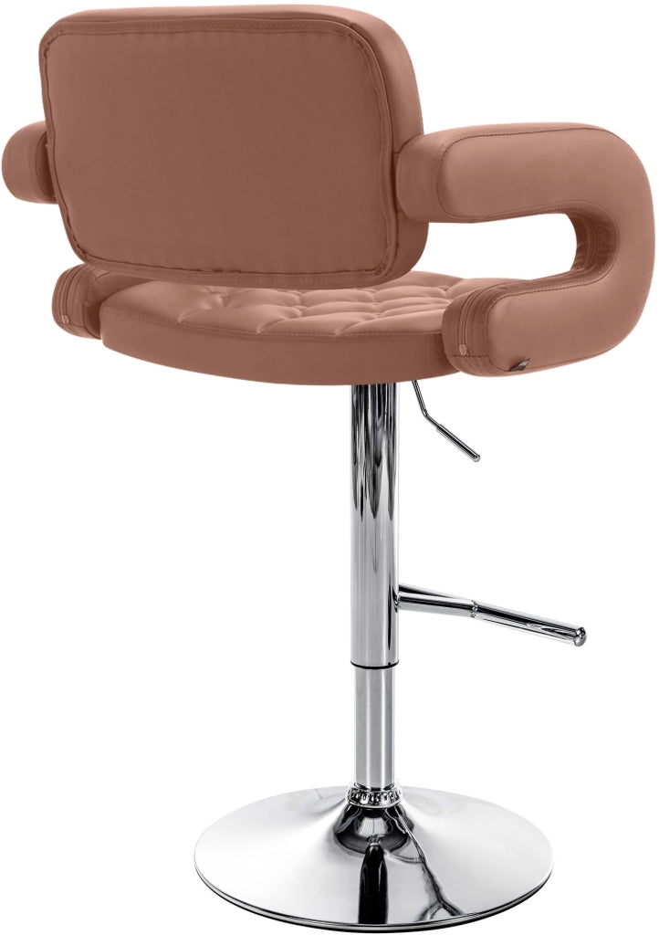Sgabello Dublin in similpelle cognac,cromo