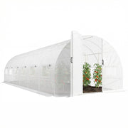 Serra tunnel da giardino 24m2 ¨C Xylo ¨C con porte e 12 finestre con zanzariere, 295x798x199cm, bianco