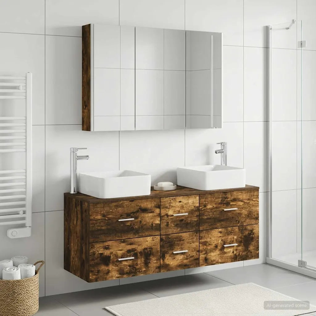 Set di mobili per il bagno 4 pcs Rovere Fumo 3406787