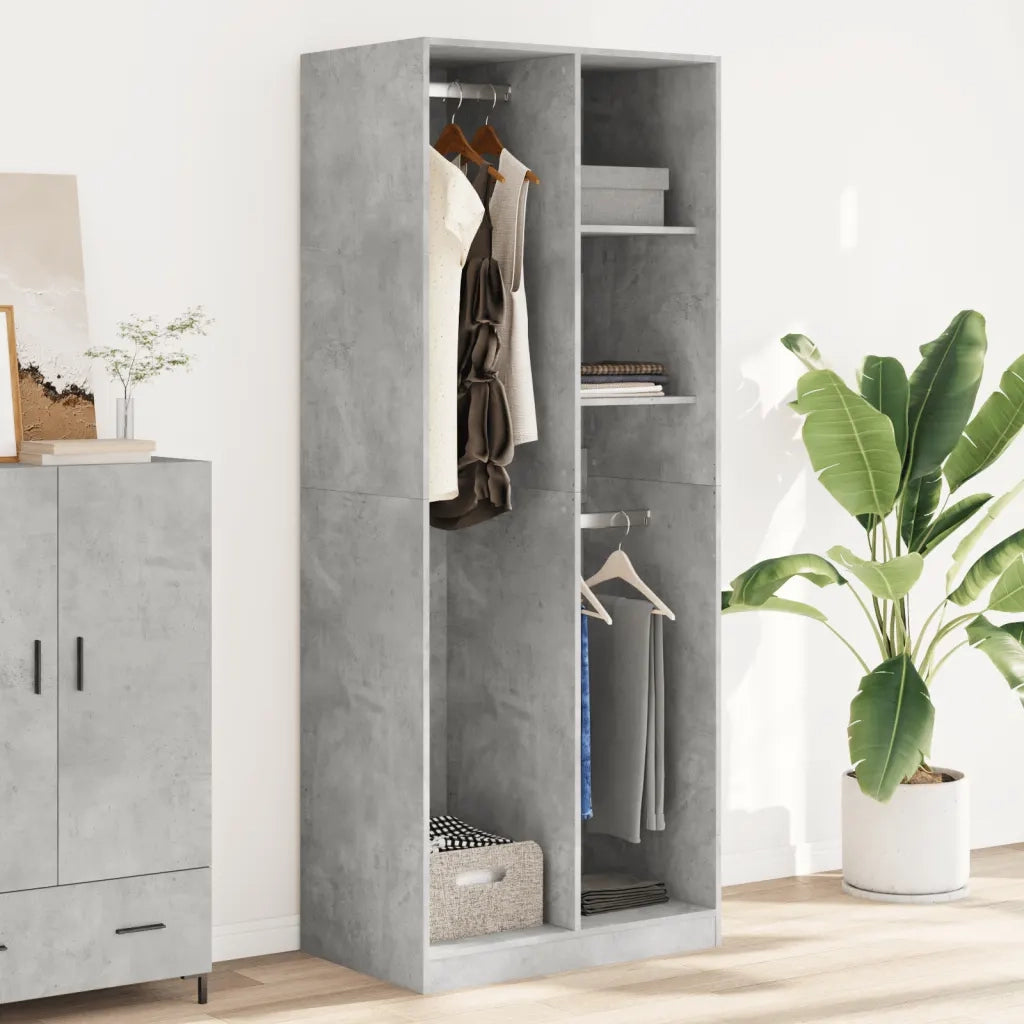 Armadio Grigio Cemento 80x50x200 cm in Legno Multistrato