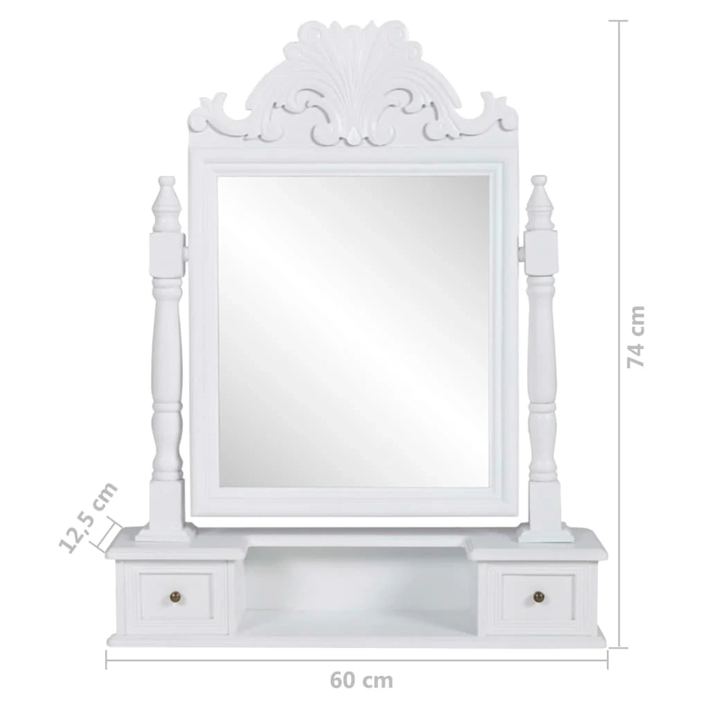 Toeletta con specchio girevole 60 x 12,5 x 74 cm rettangolare MDF bianco 02_0006408