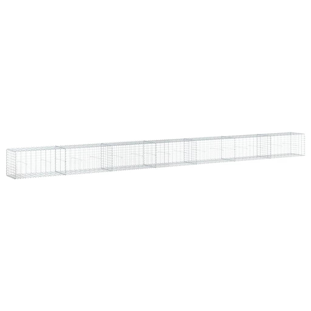 Gabbione recinto a gabbia muro di contenimento con coperchio 700 x 50 x 50 cm ferro zincato argento 02_0040196
