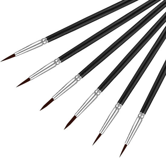 Kit di pennelli per dettagli - Pennello a punta fine - Kit di pennelli per miniatura per acquerello acrilico olio - Pennelli per disegno a matita - Scala di dettagli per modelli - Nera.