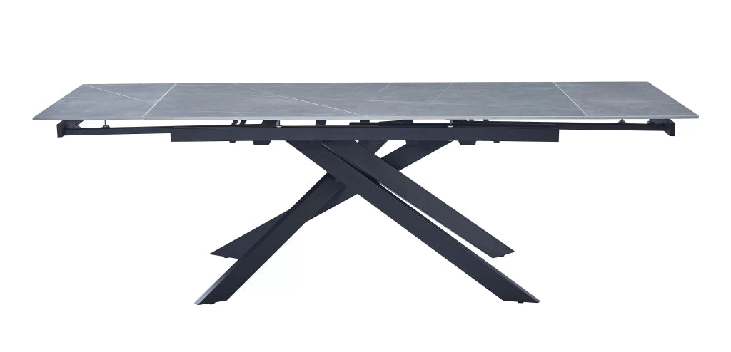 Mobili 2g - tavolo moderno allungabile piano pietra ardesia grigio chiaro 160x90x78 - Mobili 2G