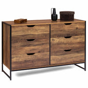 IDMarket - HAWKINS Cassettone a 6 cassetti da 115 cm in legno scuro, design industriale