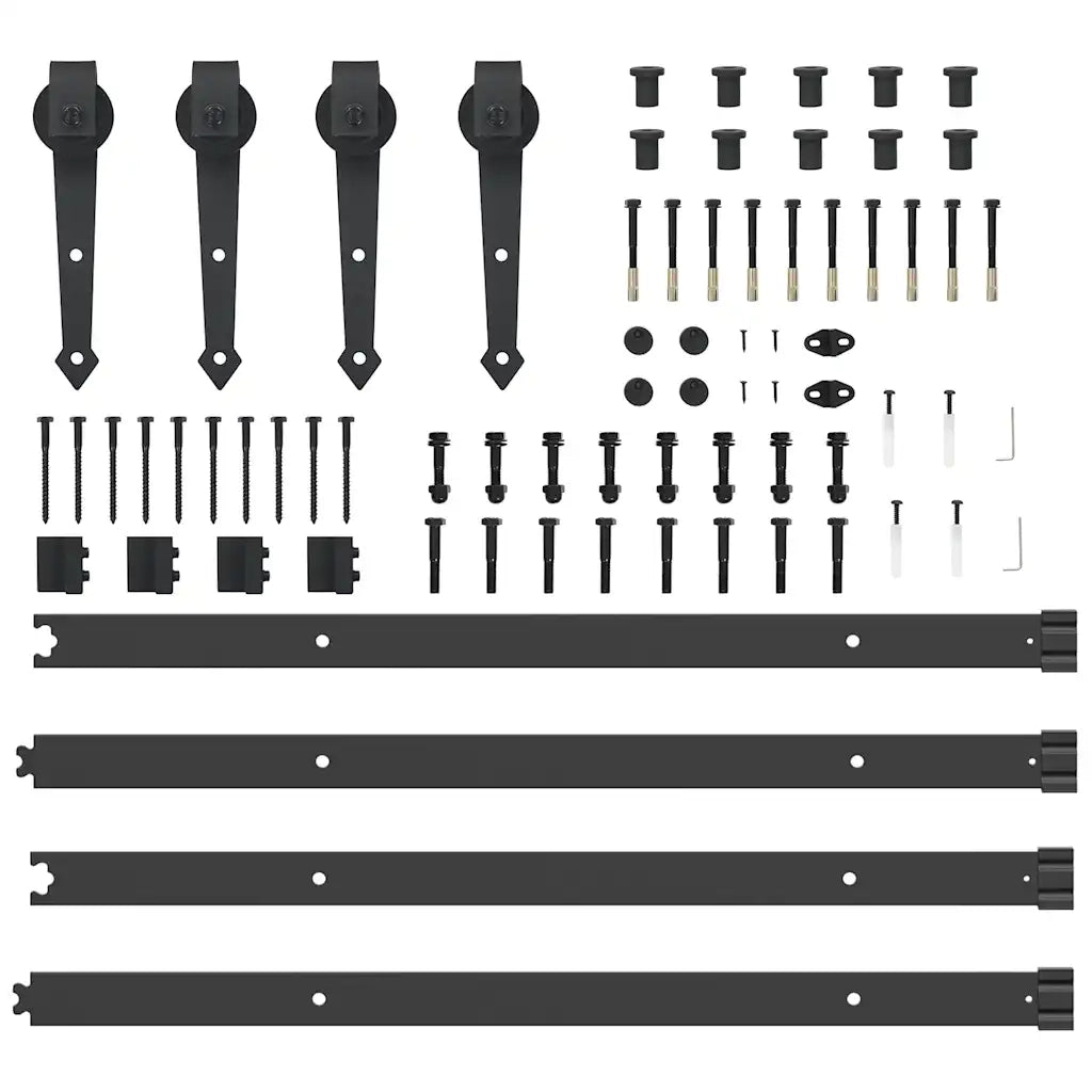 vidaXL Kit di Binari per Porte Scorrevoli 305 cm Acciaio Nero