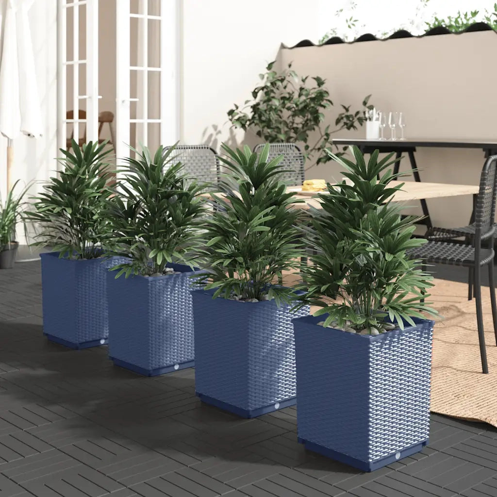 Fioriere 4 pz Grigio Blu 30x30x37 cm in Polipropilene 364185
