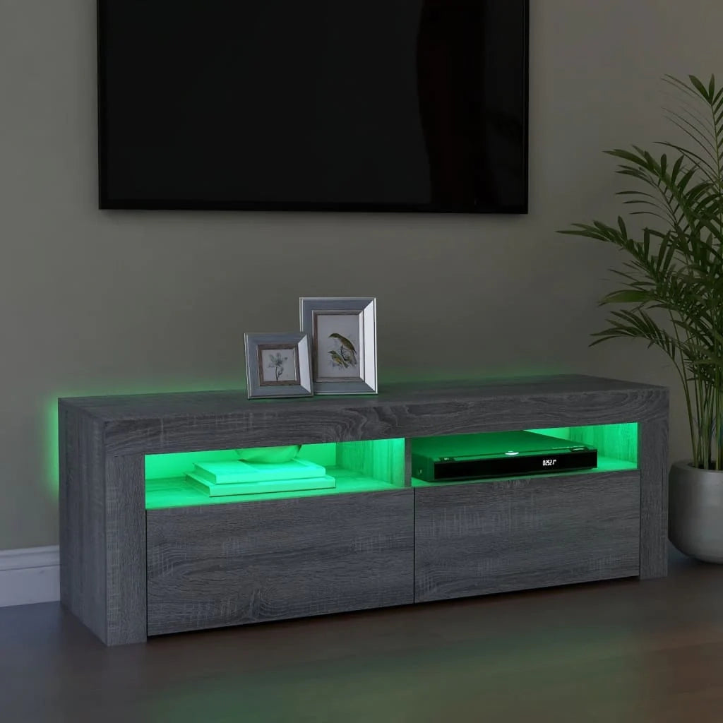 Mobile TV multimediale mensola TV credenza mobile TV sala da pranzo soggiorno camera da letto con luci LED Sonoma 120 x 35 x 40 cm grigio 02_0026798